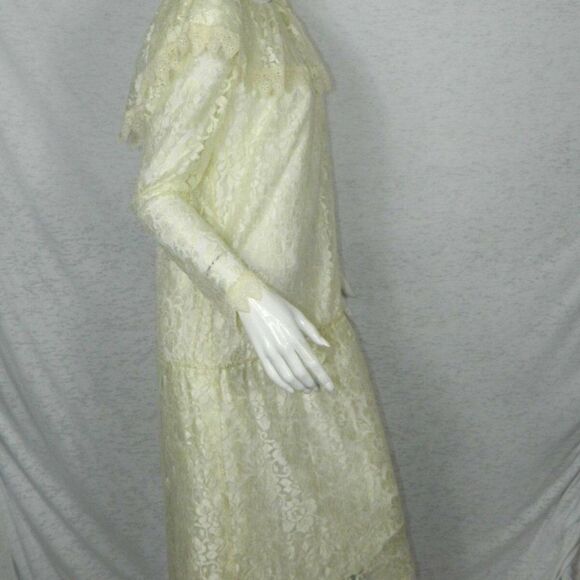 Jessica McClintock Gunne Sax Size Medium Dress Ivory Lace Vintage - Picture 4 of 11